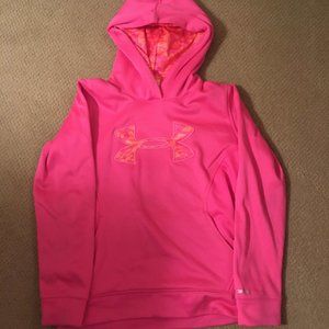 Girls Under Armor Pink & Orange Hoodie - Athletic